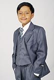 Boys 3 Piece Vito Light Grey Suit and Waistcoat 1 - 13 years