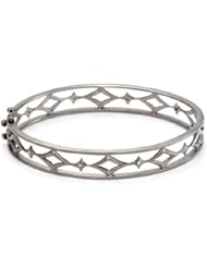 Lauren Harper Collection Mirage Rhodium Plated Black Silver Hinged Oval Diamond Bracelet