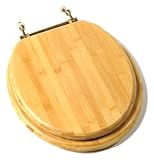 Comfort Seats C1B2R-14BR Deluxe Molded Wood Toilet Seat with Brass Hinges, Round, Bamboo