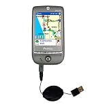 Retractable USB Cable for the Pharos GPS 525E with Power Hot Sync and Charge capabilities - Gomadic Brand w/ TipExchange Technology