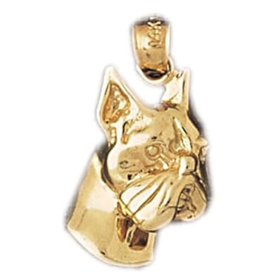 Cheap Girls Jewelry Dazzlers Solid 14k Gold Boxer Dog Head Charm Pendant Available in three colors from jewelsberry (weights: 2.7 grams only) For Sale