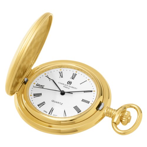 Charles-Hubert, Paris Gold-Plated Satin Finish Quartz Pocket Watch