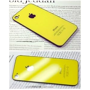 ATT Iphone 4 Back Cover Housing with Diffuser and Chrome ring, Yellow Glass Battery Door, Replacement back housing with interior Frame and free CROSS screwdriver (Email us with your Order ID Number for Star shape Screwdriver)- kkintrade
