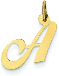 14K Yellow Gold Small Fancy Script Initial A Charm