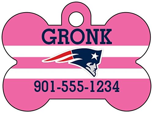 NFL Pink Dog Tag Pet Id Tag Personalized w/ Your Pet's Name & Number (New England Patriots)