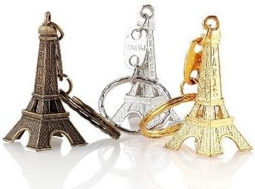Lani Ang 3pcs Cute Adornment 3D Eiffel Tower French Souvenir Pairs Keychain Keyring 3 Colors Bronze Silver Golden