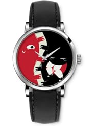 SPRAWL Aanalog Fashion Series Silver Ladies Watches of Genuine Black Leather Strap,Unique Wrist Watch for Women Girls Designed with Piano keyboard with cute faces and colors