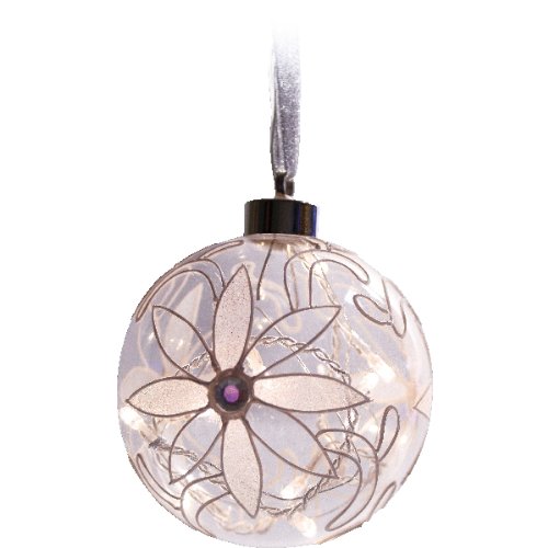 Flower Pattern Illuminated Glass Bauble 
