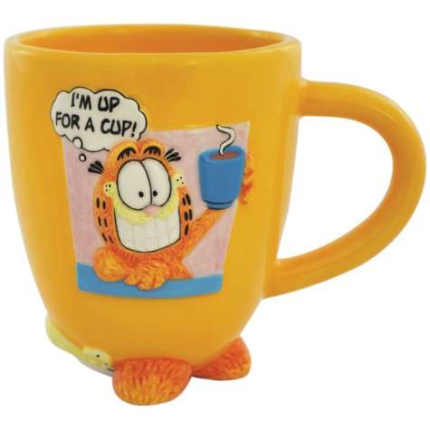 4 Inch I'm Up For A Cup! Garfield Collectible Coffee Mug Holds 12 oz On Sale