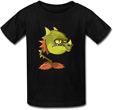 Age 7-16 Kid's Plants Vs. Zombies 100% Cotton Tee Shirt M Black