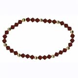 Vermeil ( 24k Gold over Sterling Silver ) Dark Red Genuine Swarovski Crystal Beaded Stretch Bracelet - B000J4DR0W