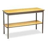 Barricks Utility Table With Bottom Storage Shelf, Rectangle, 48w x 18d x 30h, Oak