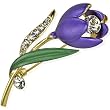 Simple Elegant Stem Flower Crystal Brooch Pin - Purple Simple Elegant Stem Flower Crystal Brooch Pin - Purple