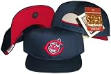 Cleveland Indians Navy Snapback Adjustable Plastic Snap Back Hat / Cap