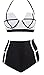 LA PLAGE Women's Colorful High Waist Padded Bathing Suit Size US Large White