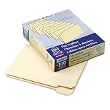 Oxford File Folders, 1/5 Tab Assorted Positions, 11 Pt, Letter, Manila, 100/Box ESS75215