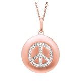 14K Rose Gold Diamond Peace Sign Disc Pendant 14K Rose Gold Diamond Peace Sign Disc Pendant