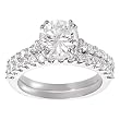 Silvertone Round-cut Cubic Zirconia Bridal Ring Set (Sizes 5 - 9 available)