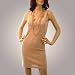 Elegant Beige Cocktail Dress with Beaded Necklace