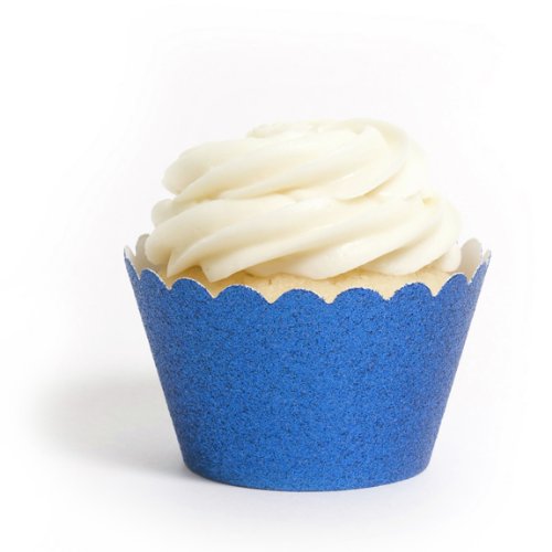 Dress My Cupcake Standard Aqua Blue Reusable Glitter Cupcake Wrappers, Set of 12