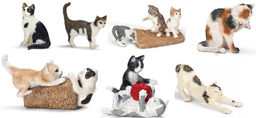 toys: Schleich Cat and Kitten Set - SEVEN styles of Schleich cats and