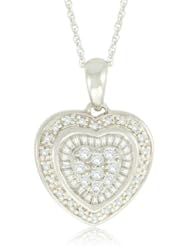 10k White Gold Heart Diamond Pendant Necklace (2/5 cttw, I-J Color, I2-I3 Clarity), 18"