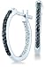 14k White Gold Two Double Sided Back and Front Round Black and White Diamond Hoop Huggie Earrings - 15mm Height * 2mm Width (1/4 cttw)