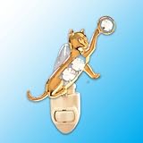 24k Gold Playful Cat Night Light - Clear Swarovski Crystal