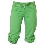 Kelly Bright Green Solid Color Touchdown Elasticized Knee Fleece Capris with wide waistband.