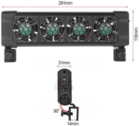 Aquarium Chillers Cooling Fan (4 fans) 160L Fish Tank + Power adapter 12V 0.48A