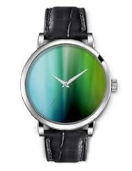 SPRAWL Aanalog Fashion Series Silver Ladies Watches of Genuine Black Leather Strap,Unique Wrist Watch for Women Girls Designed with Blurring green