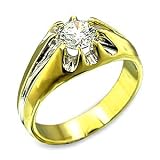 Men's Solitaire Clear Cubic Zirconia Ring, Size: 8-13