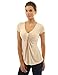 PattyBoutik Women V Neck Twist Knot Front Short Sleeve Top (Deep Champagne Small)