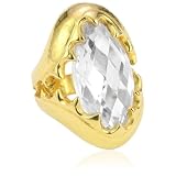 Devon Leigh Clear Marquee Cubic Zirconia 18k Plated Ring, Size 7