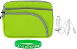 Non-OEM Amazon Kindle DX 9.7 Tri-Pocket Sleeve Case with Car Charger - Neon