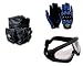 Auto Pearl Premium Quality Bike Accessories Combo Of Pro Biker Motorcycle Helmet Bag with Practical Pockets Water-resistant Shoulder Bag for Driving Riding Traveling Equipment. & Monster Knuckle Motorcycle/Bike Riding Gloves Blue 1 Pair. & Premium Quality Adult Motorbike Motocross ATV / Dirt Bike Racing Transparent Goggles with Adjustable Strap - BLACK RS.3962.00
