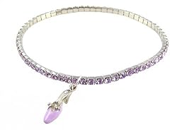 Anklet - A77 - Swarovski (tm) Crystal - Stretch ~ Violet Purple with Violet Mule Shoe Charm Dangle