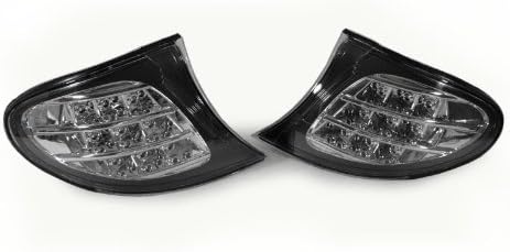 A Pair of Depo Clear Lense Black Housing Corner Signal Light with White LED - BMW 3-Series E46 4DR 2002-2005