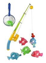 Magnetic Light Up Fishing Bath Toy Set for Kids - Rod & Reel with Turtle and 5 Unique Fish
