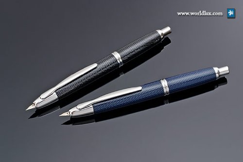 Namiki Vanishing Point Carbon Fountain Pen - Carbon Fiber Blue, Medium Nib 60249