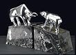 Bull & Bear Solid Brass Chrome Plated Marble Bookends
