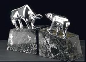 Bull & Bear Solid Brass Chrome Plated Marble Bookends