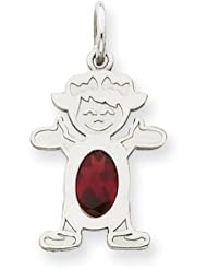 14K White Gold Girl 6x4 Oval Genuine Garnet-January Cyber Monday Special