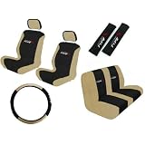 A Set of 9 Piece Universal Fit Mesh Fabric Racing Sport Type X Seat Covers for Low... 