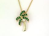 14K Emerald & Diamond Tropical Palm Tree Pendant