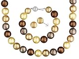 ENHANCED GOLDEN CHOCOLATE SILVER MANMADE ORGANIC MOTHER OF PEARL STERLING SILVER JEWELRY SET