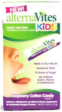 Alternavites Kids Quick-Melting Multivitamins Raspberry Cotton Candy - 30 Packets - Wheat Free - Kosher