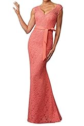 V-neck Sleeveless Satin Open-Back Lace Evening Dress/Prom Dress/Party Dress  With a Sash 