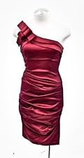 Betsy & Adam Red One Shoulder Satin Dress