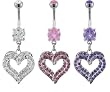 HEART CUTOUT OUTLINED IN GEMS BELLY RING BNAHR164TZ- TANZANITE